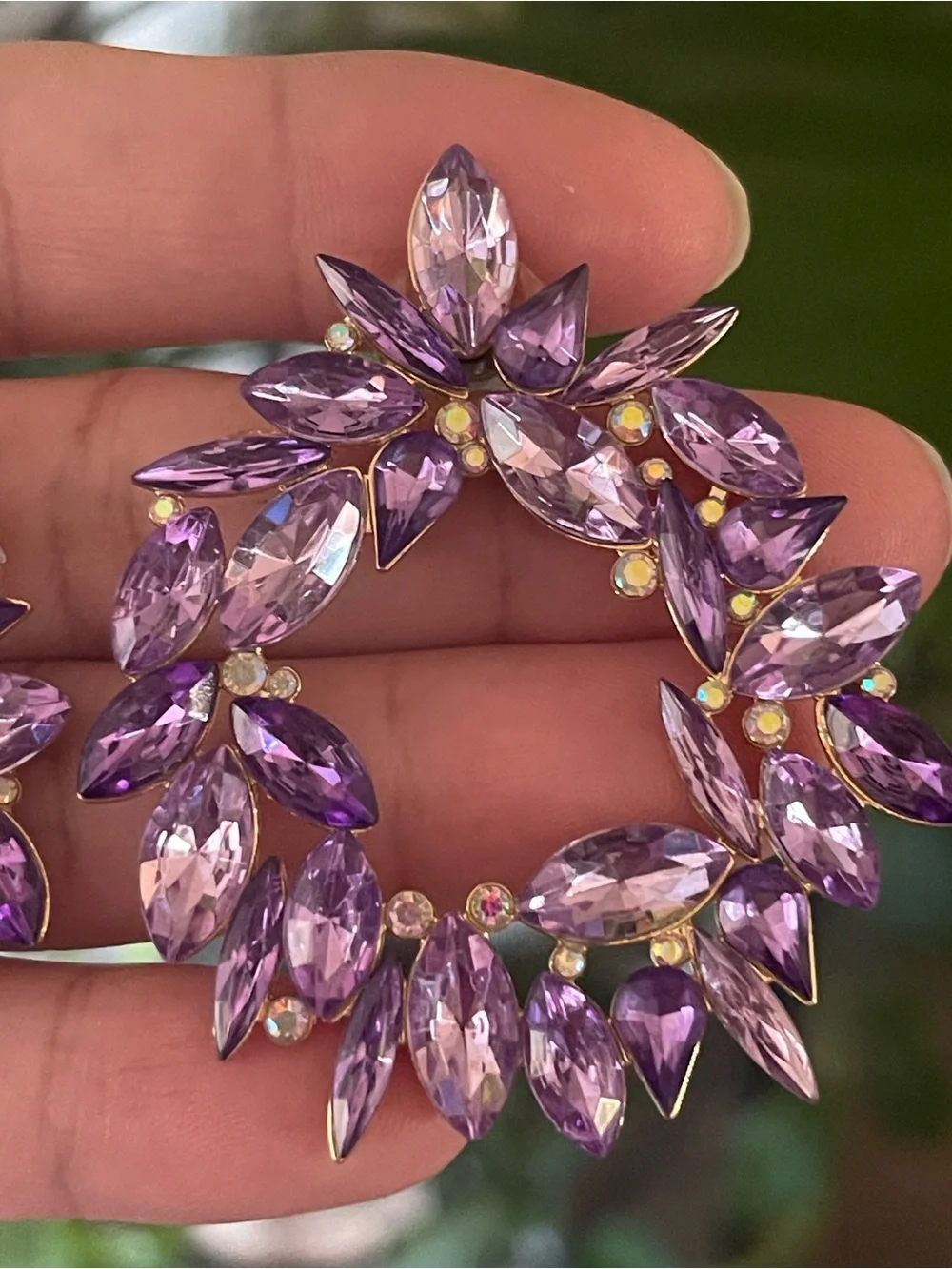 Lavender Crystal Wreath Statement Stud Earrings